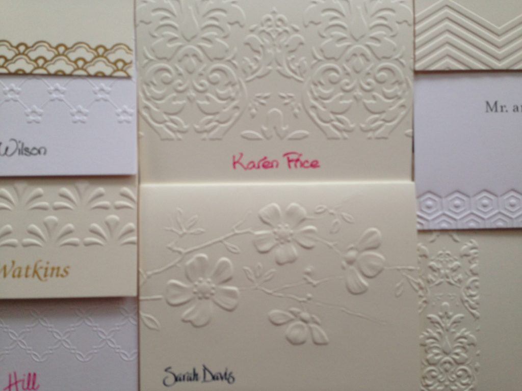 A selection of embossed folded notes from Embossed Graphics