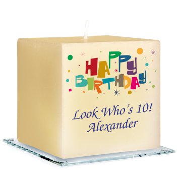 Happy Birthday Celebration Personalized Candle - Printed Raised Ink Happy Birthday Celebration Personalized Candle - Printed Raised Ink