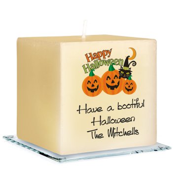 Happy Halloween Personalized Candle - Printed Raised Ink Happy Halloween Personalized Candle - Printed Raised Ink