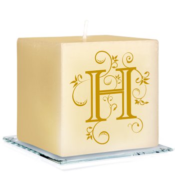 Flourishing Meadow Initial Personalized Candle - Printed Raised Ink Flourishing Meadow Initial Personalized Candle - Printed Raised Ink