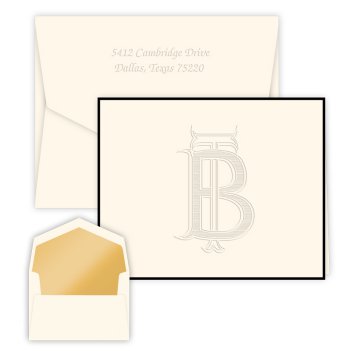 Unity Two Letter Monogram Note - Embossed Unity Two Letter Monogram Note - Embossed
