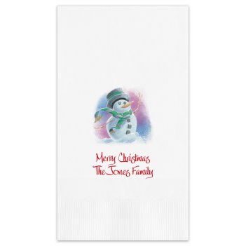 Cheerful Snowman Guest Towel - Printed